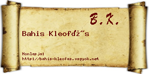 Bahis Kleofás névjegykártya